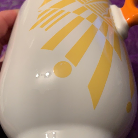 CIRQUE DU SOLEIL Asymmetrical Yellow Orange Sun Ring Handle Coffee Cup Mug 14oz - Picture 11 of 11